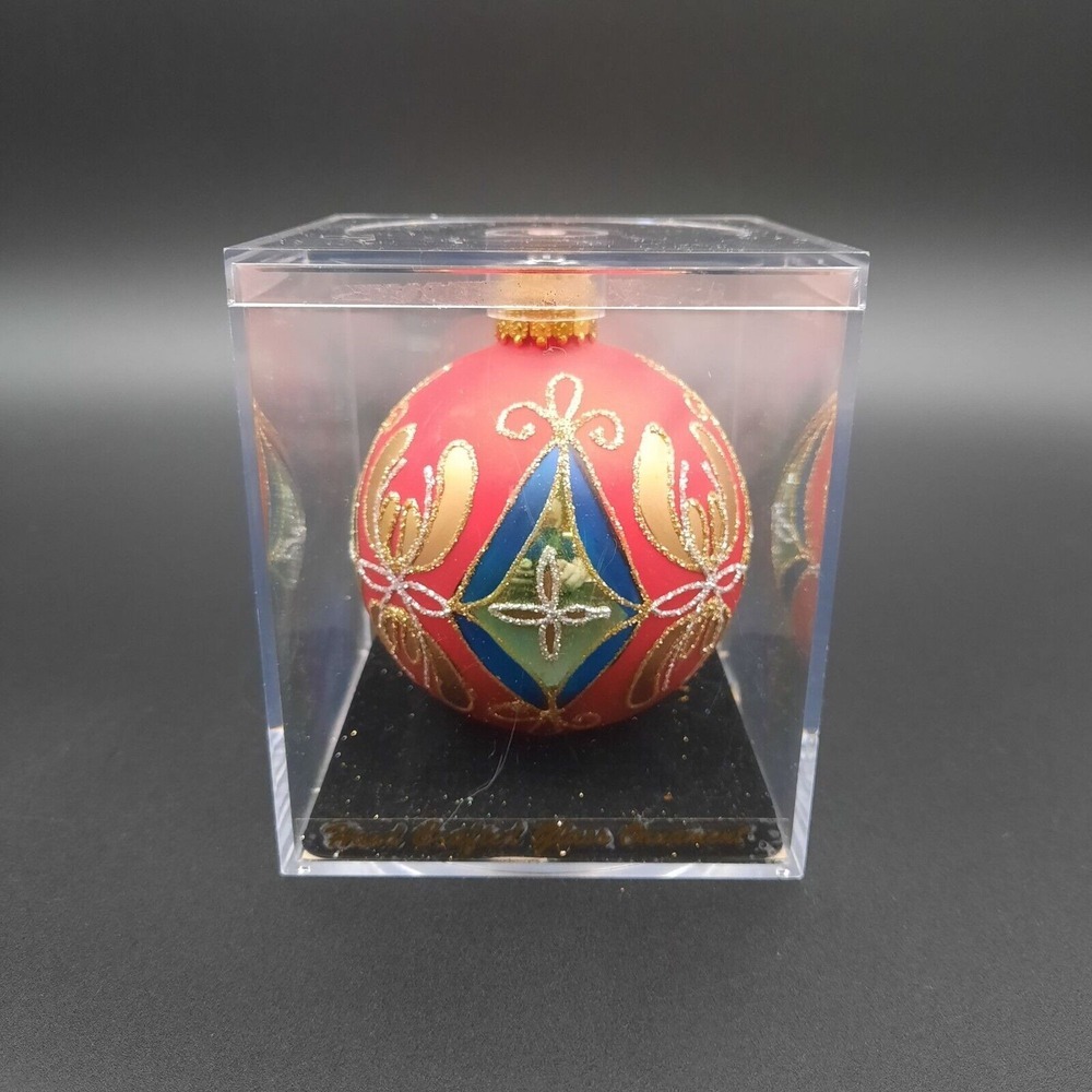 Unique Treasures Glass Ornament W/ Gold & Glitter Detail In Display Box